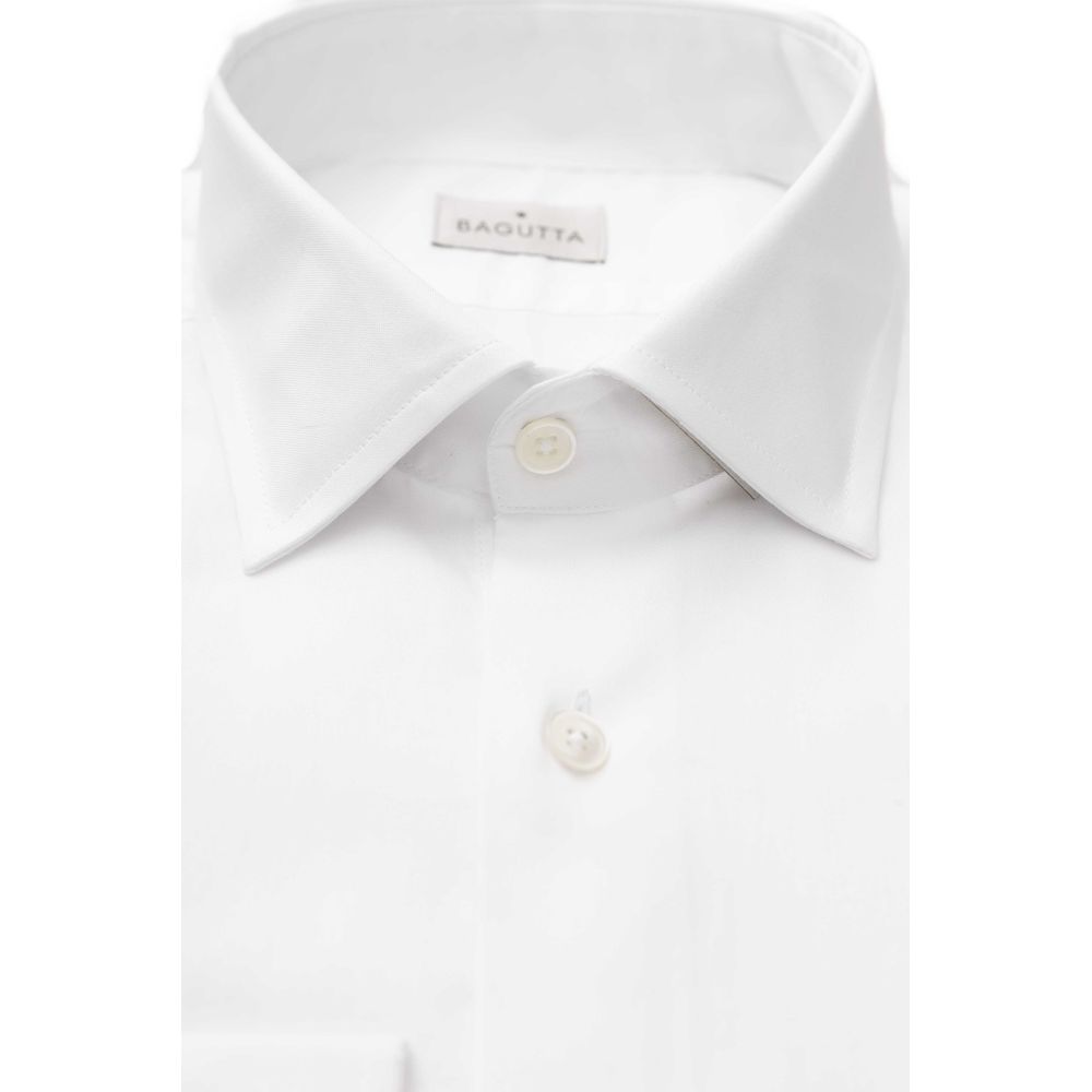White Cotton Men Shirt Slim Fit with French Collar