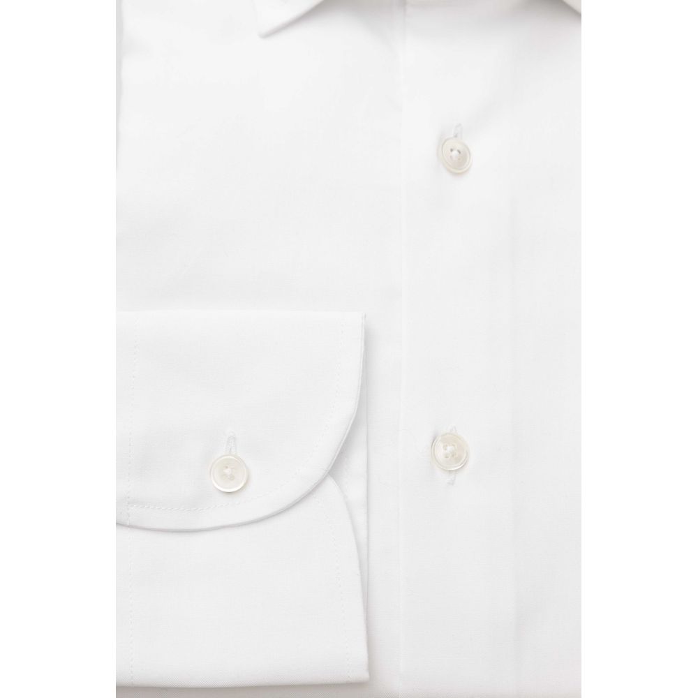 White Cotton Men Shirt Slim Fit with French Collar
