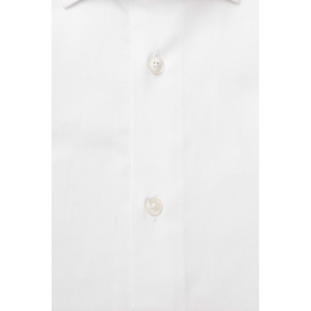 White Cotton Men Shirt Slim Fit with French Collar