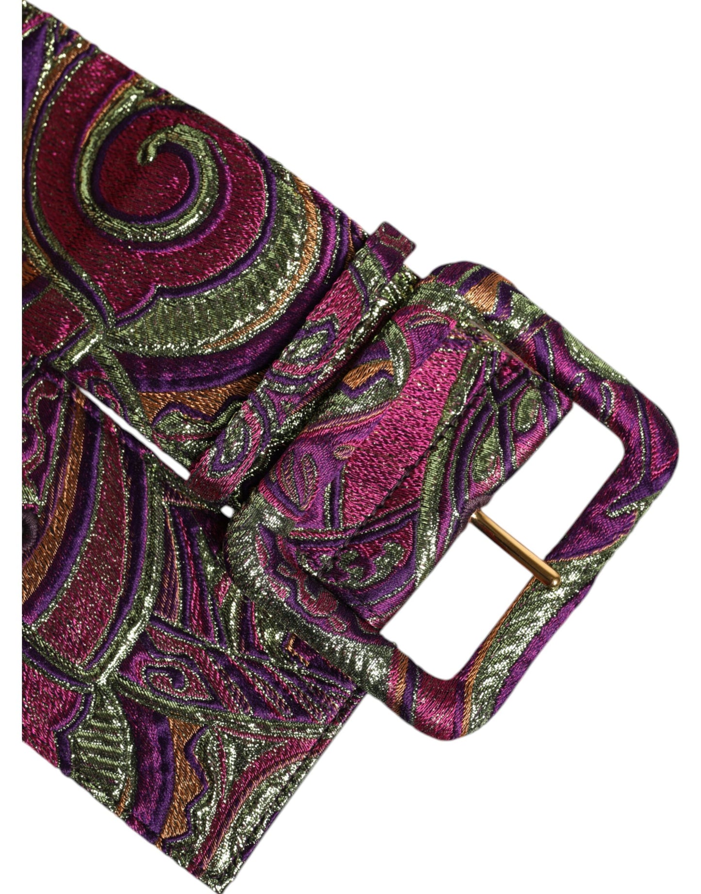 Multicolor Floral Jacquard Wide Waist Belt
