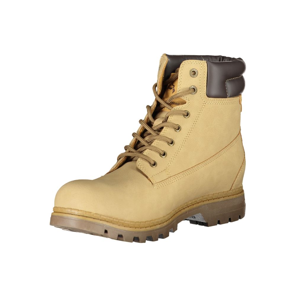 Beige Polyester Men Boot