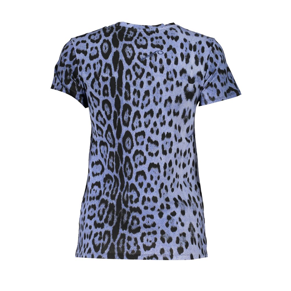 Blue Cotton Women T-Shirt