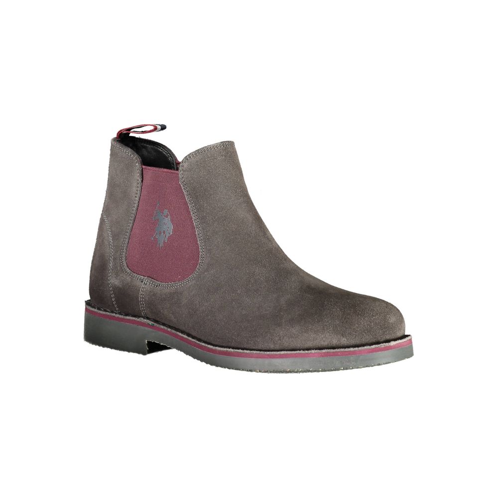 Gray Leather Mens Ankle Boot