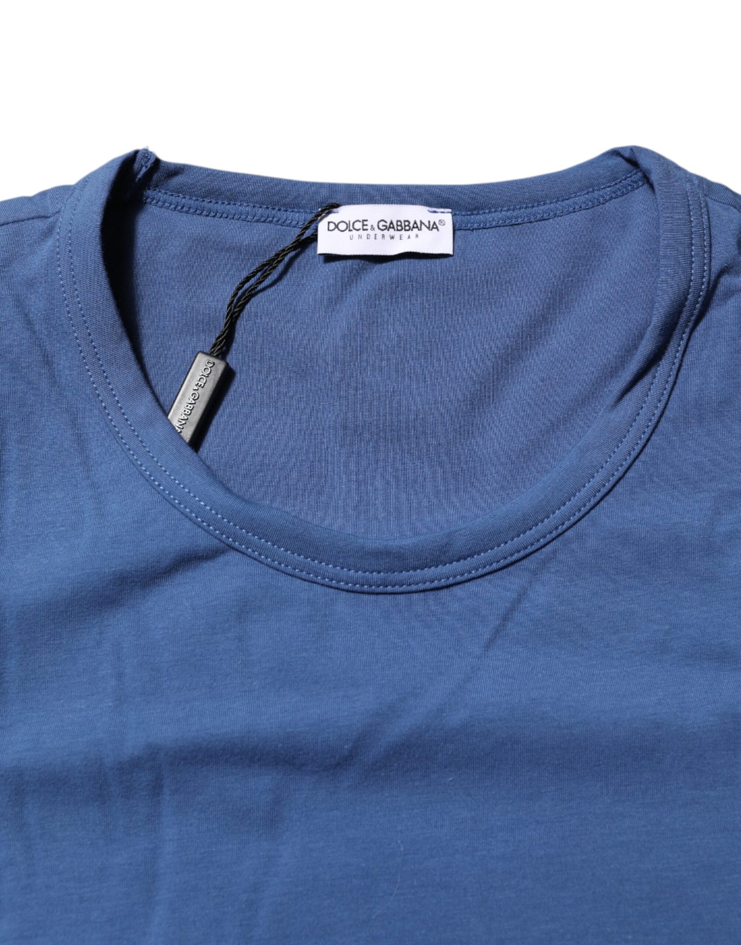 Blue Cotton Men Round Neck Underwear T-shirt