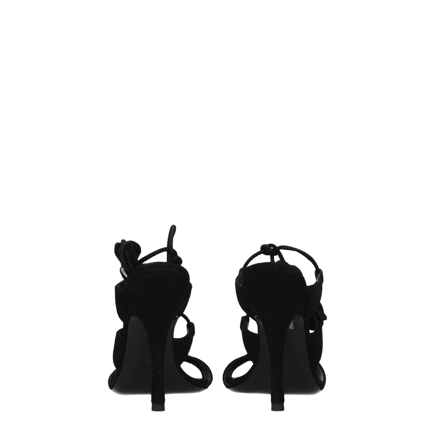 Black Leather Stiletto Heels Sandals