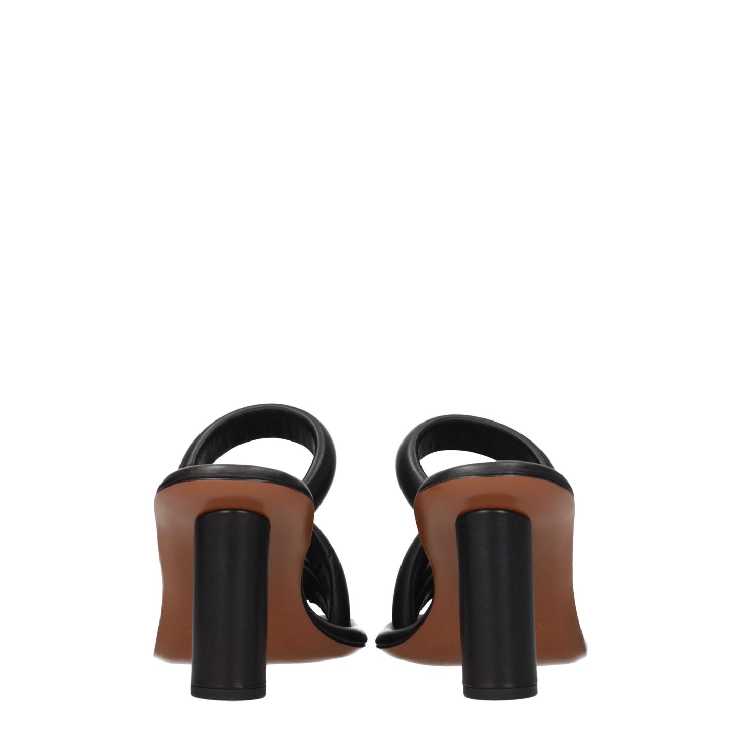 Black Leather Stiletto Heels Sandals