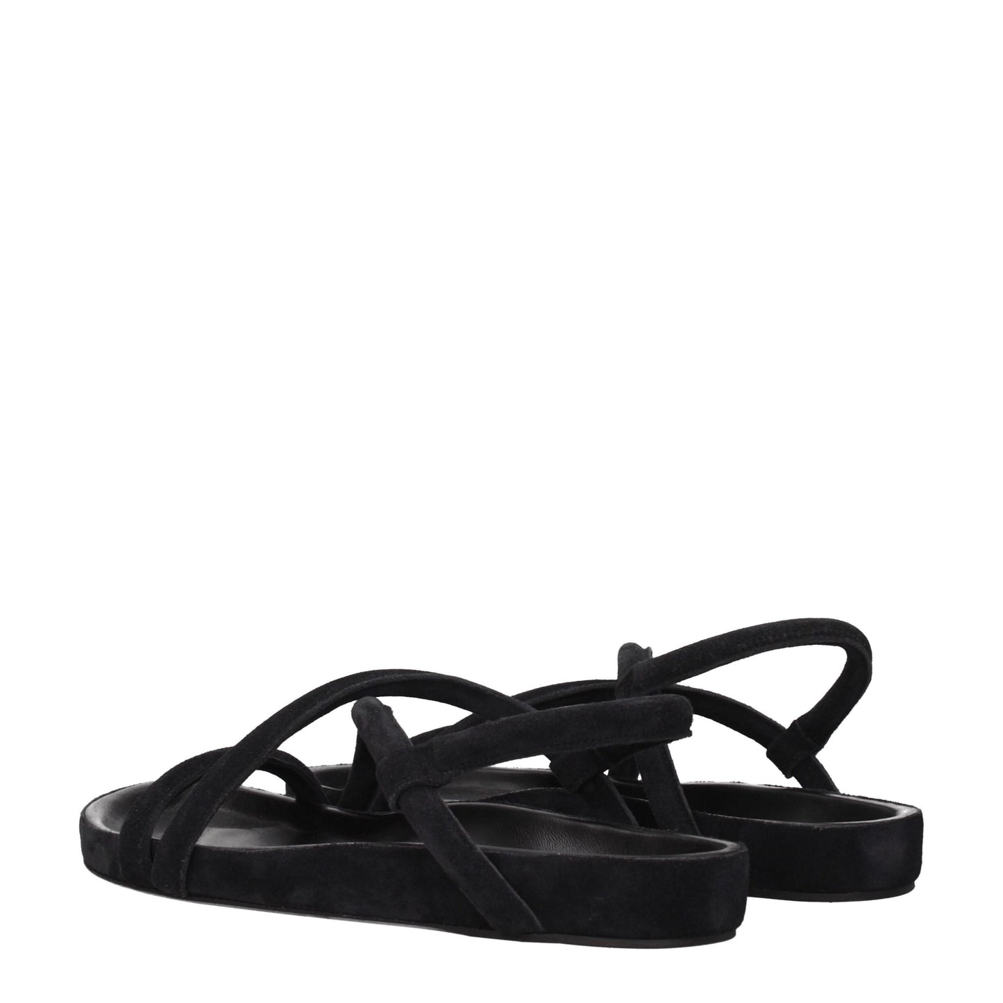 Black Leather Flat Sandals