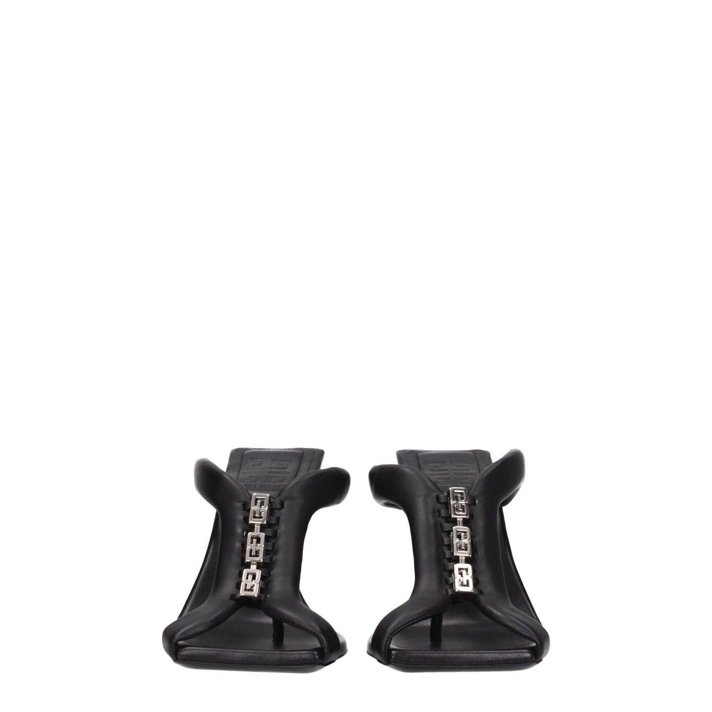 Black Leather Stiletto Heels Sandals