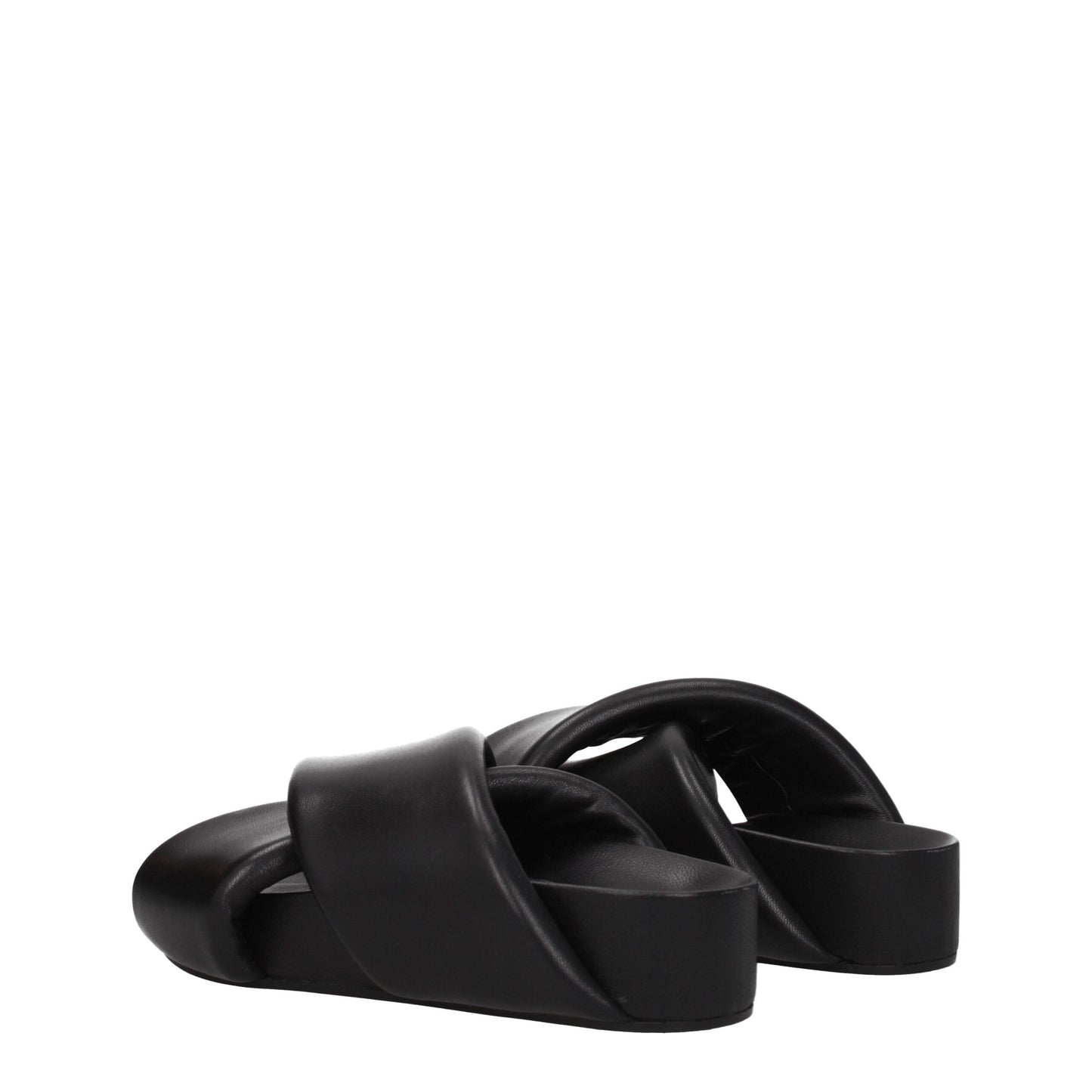 Black Leather Slippers Sandals