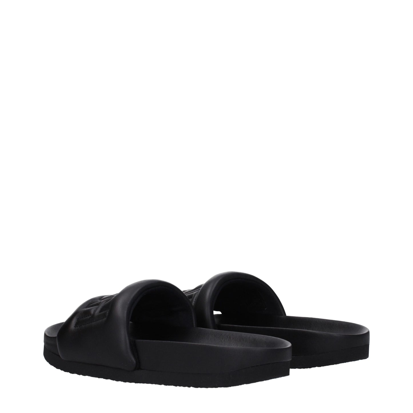 Black Leather Slippers Sandals