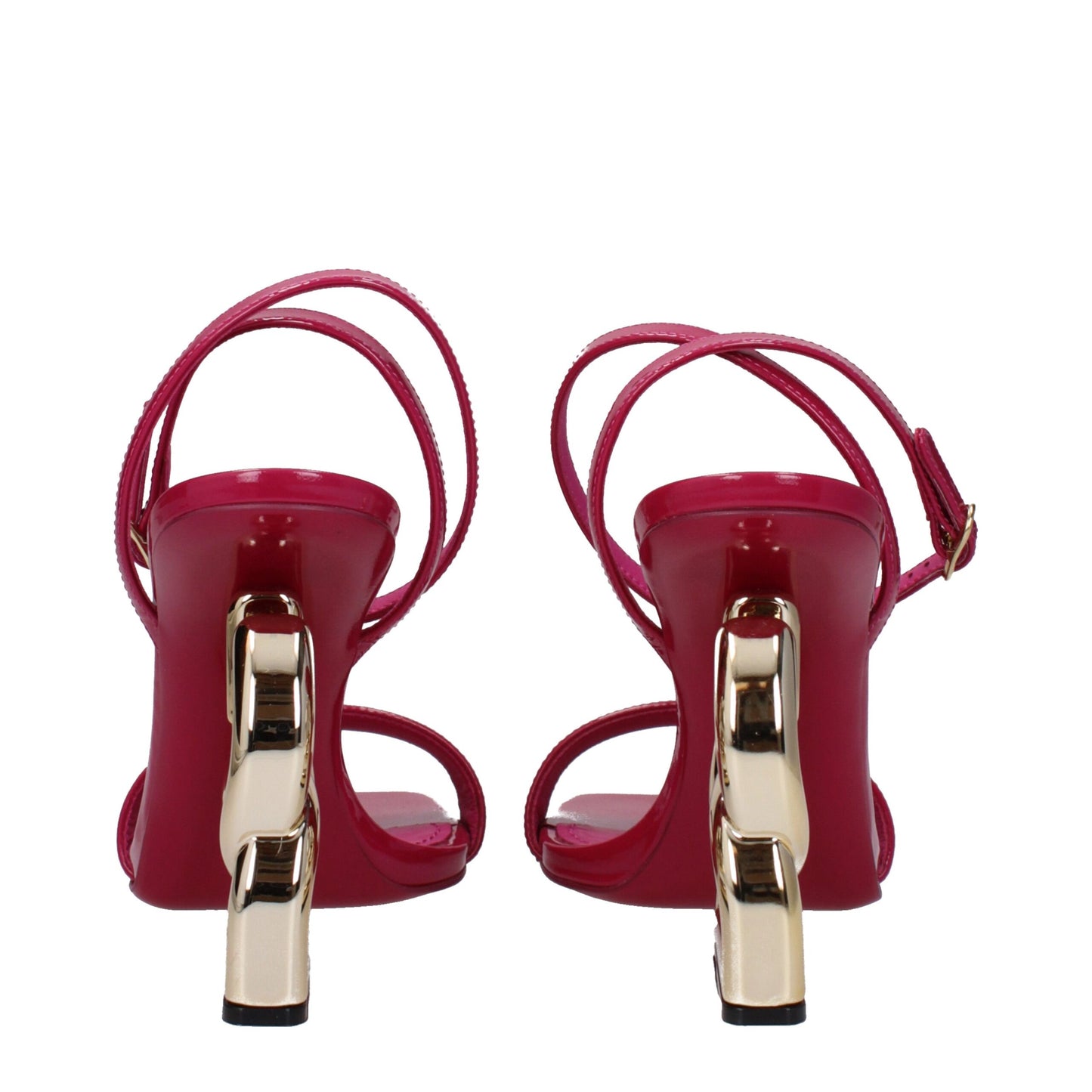 Pink Leather Stiletto Heels Sandals