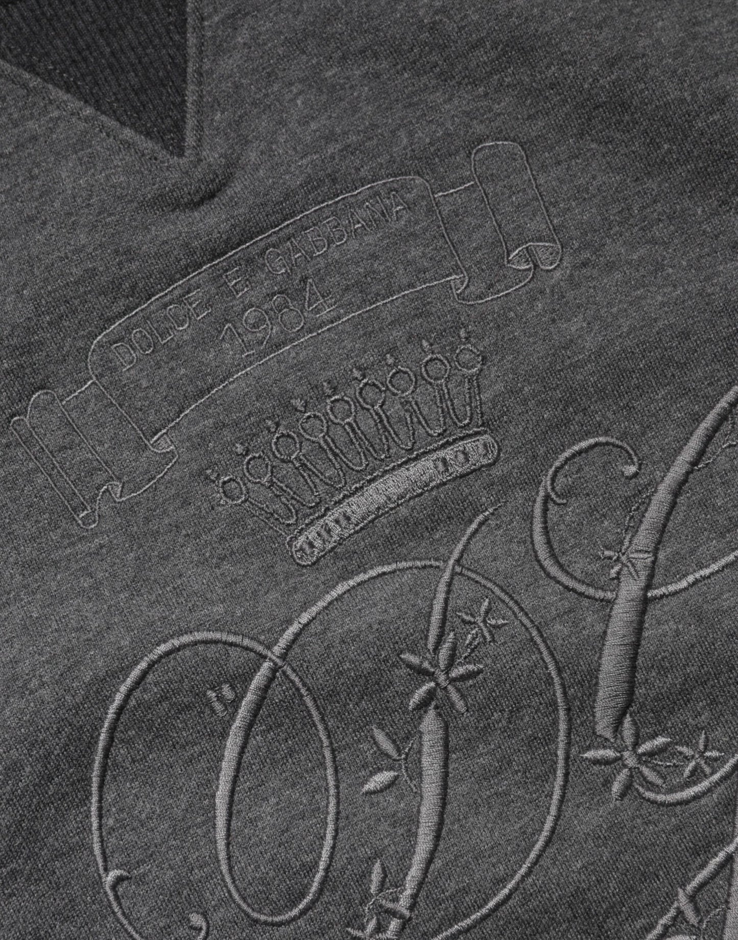 Gray DG Logo Embroidered Pullover Sweater