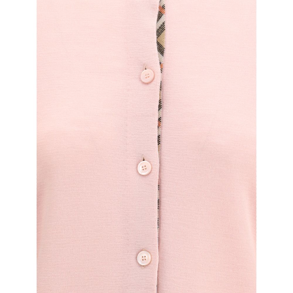 Check collar wool Cardigan