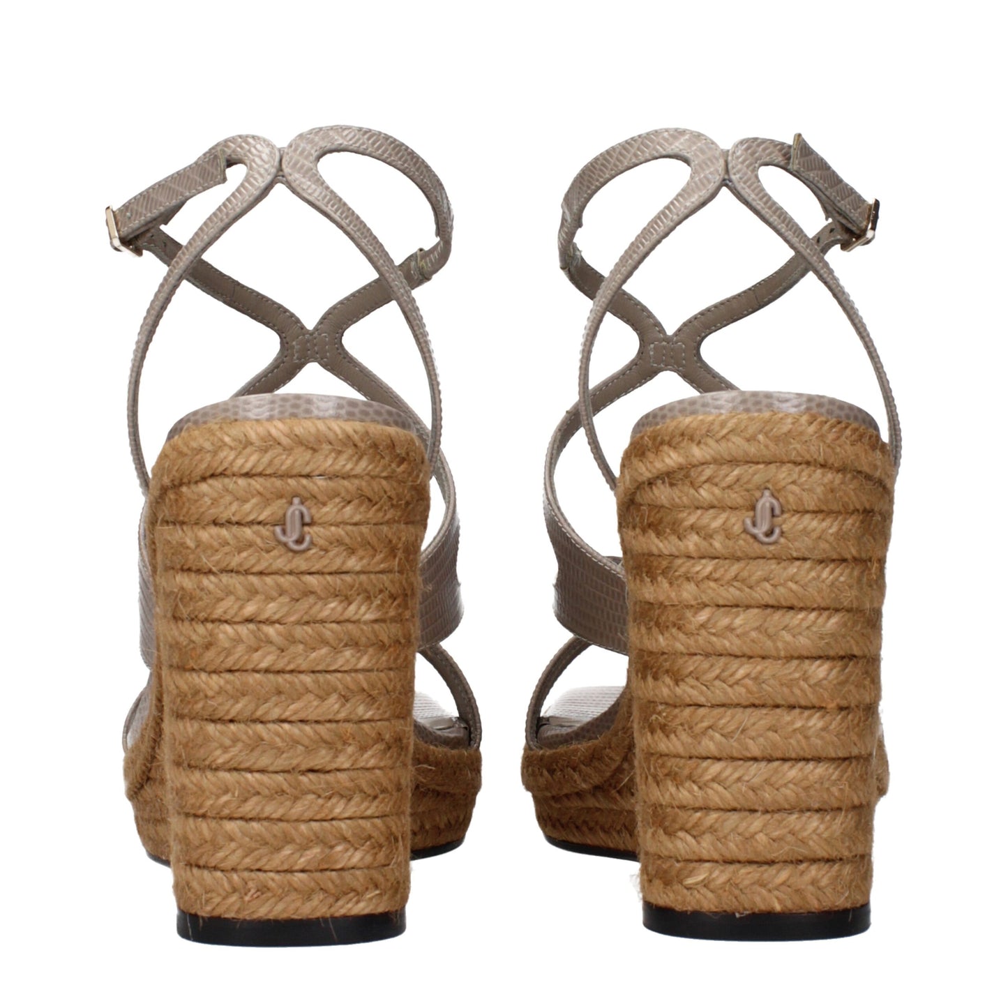 Gray Leather Wedges Sandals