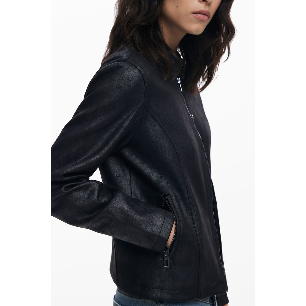 Black Polyester Women Jacket