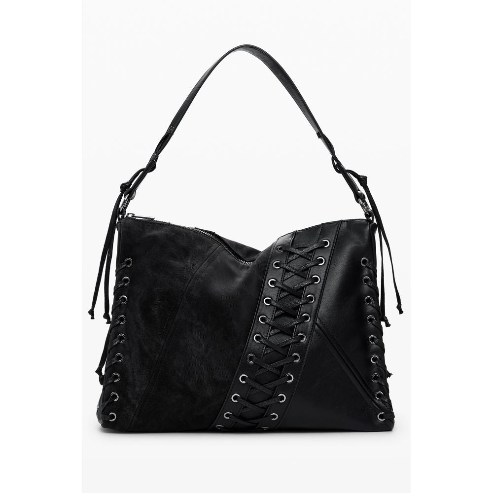 Black Polyethylene Women Handbag