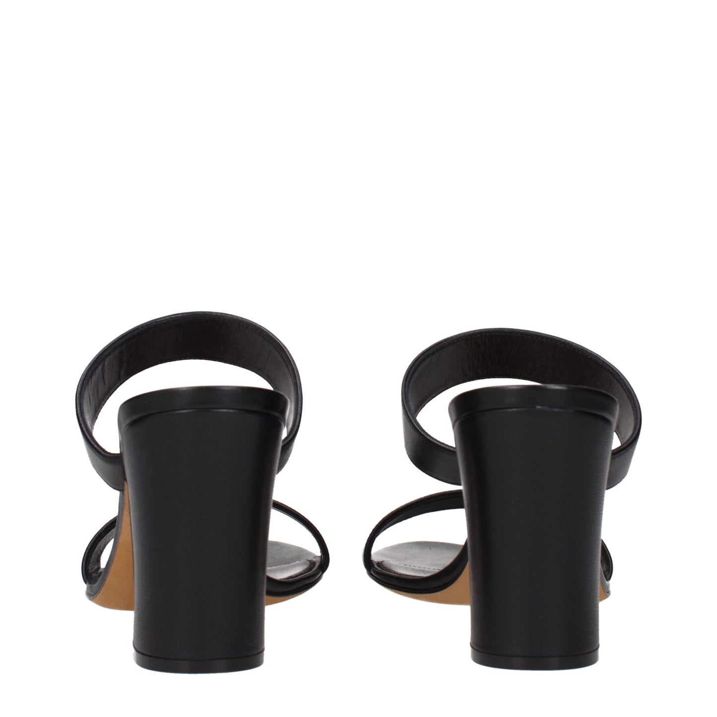 Black Leather Stiletto Heels Sandals