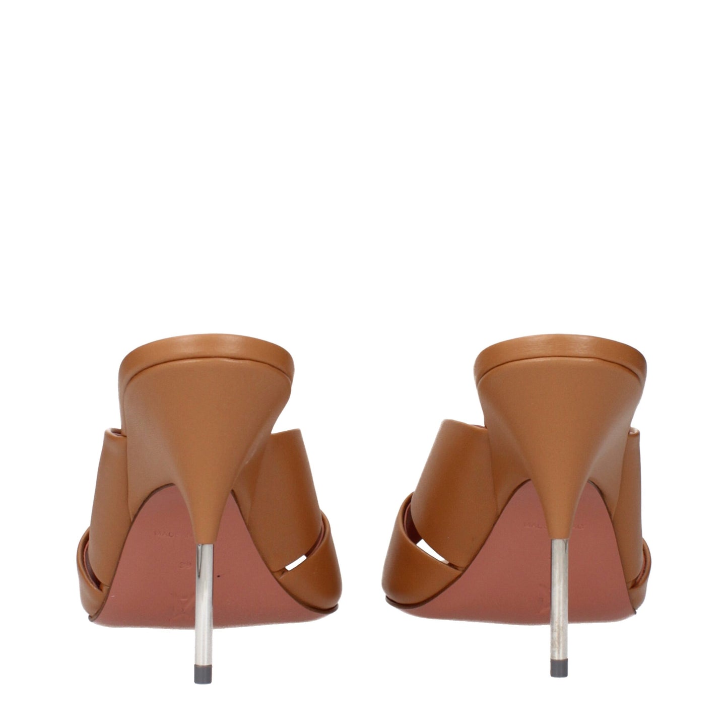 Brown Leather Stiletto Heels Sandals