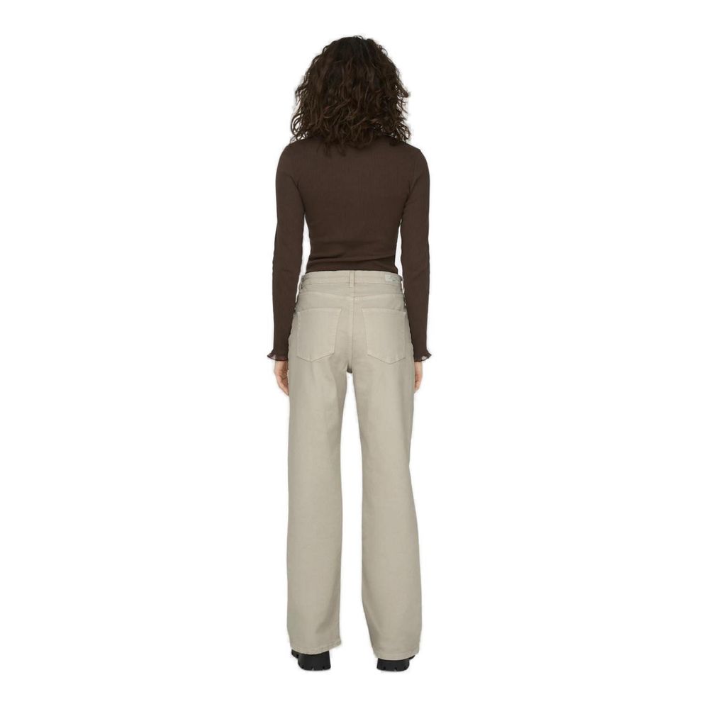 Beige Cotton Relaxed Fit Jean