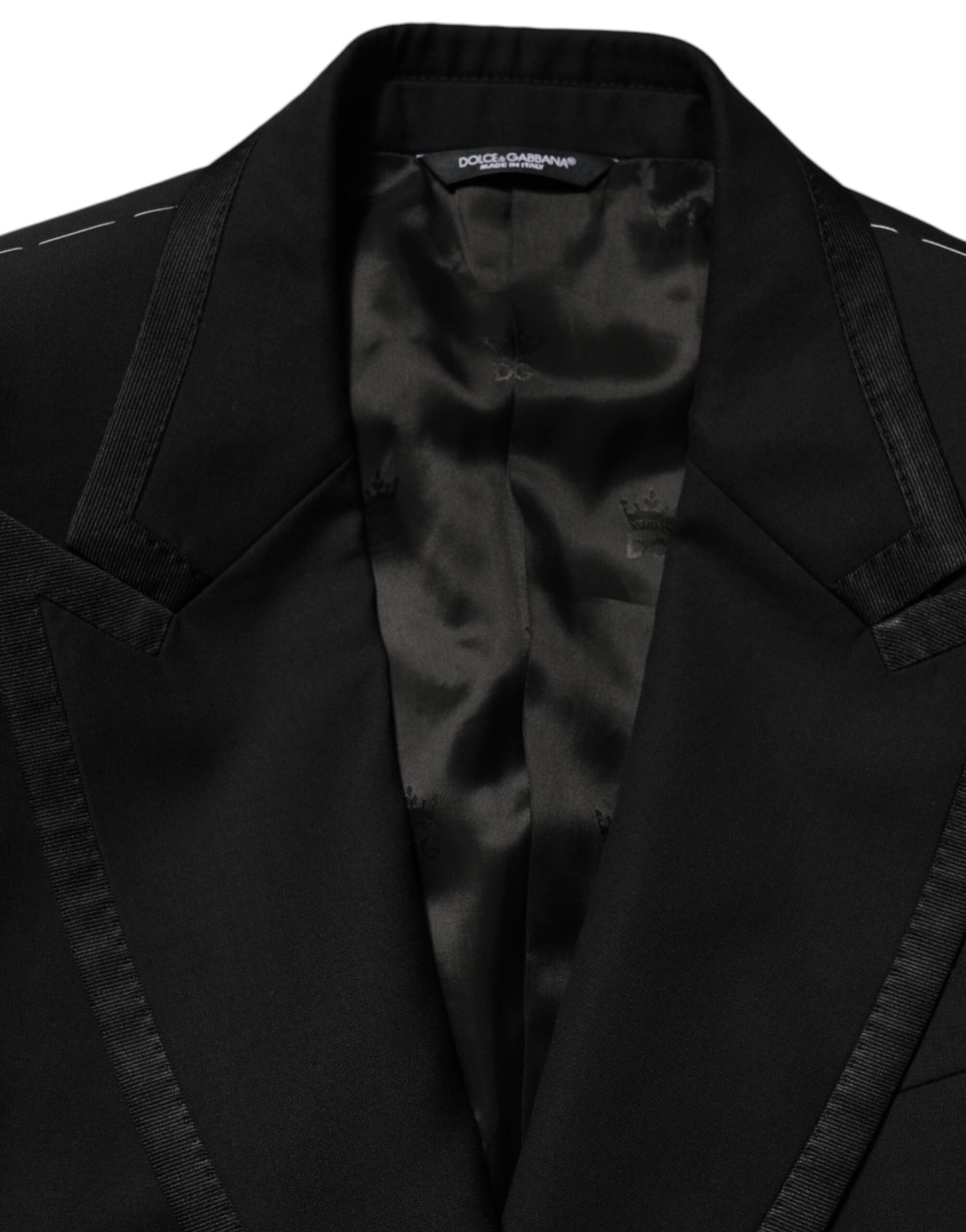 Black Wool 1 Button Suit Jacket Men Blazer