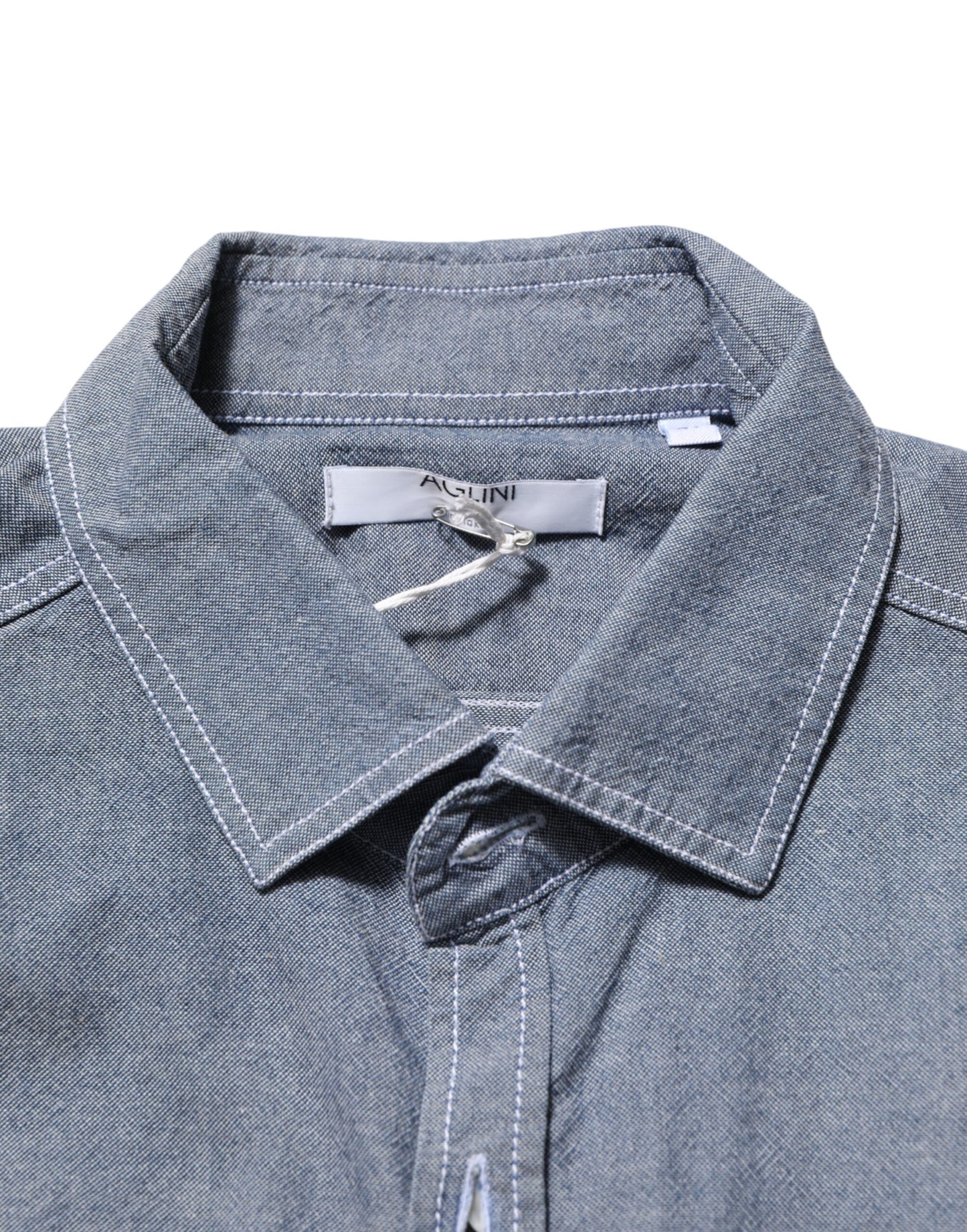 Blue Denim Regular Fit Collared Long Sleeve Casual Shirt