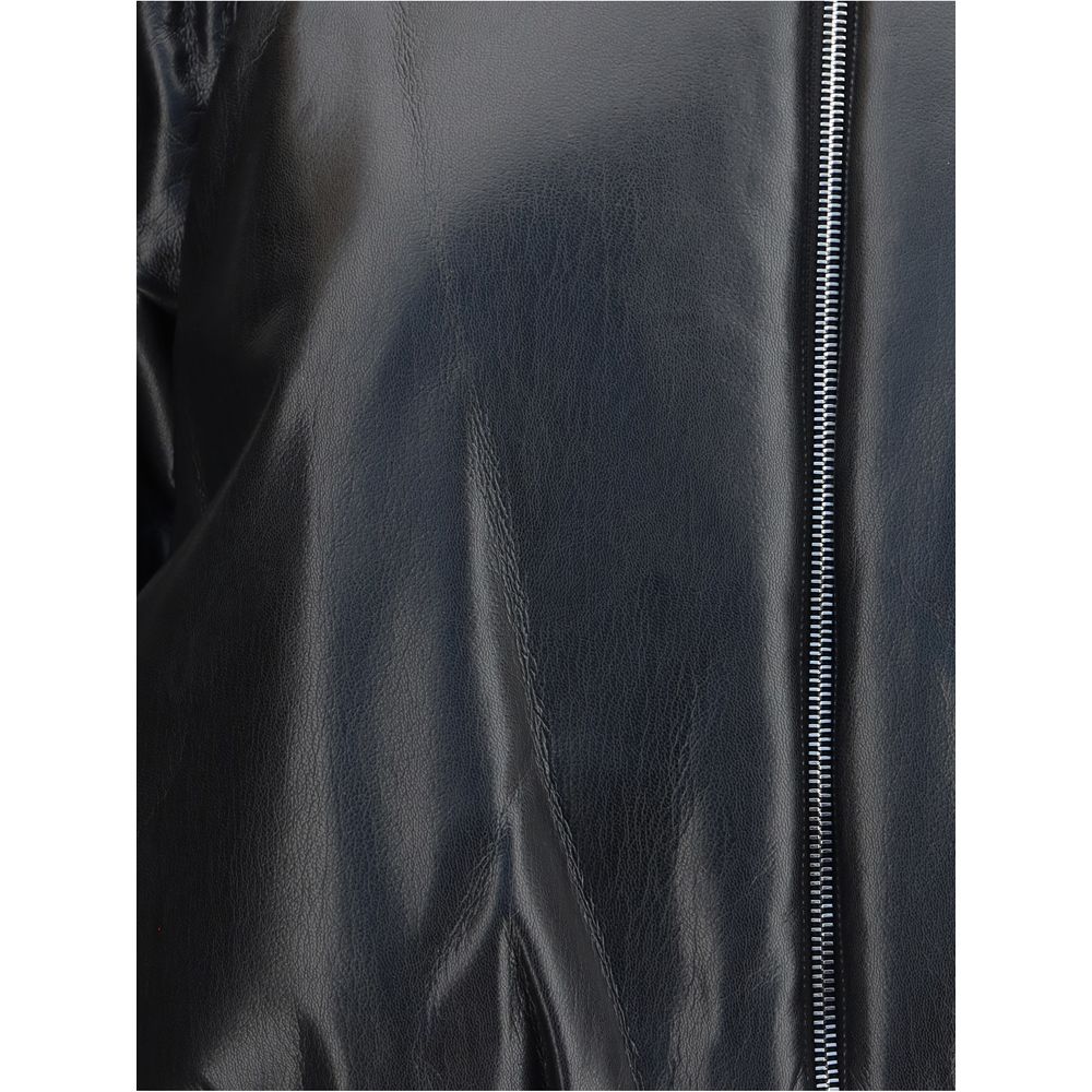 Cropped bomber with a leather-effect