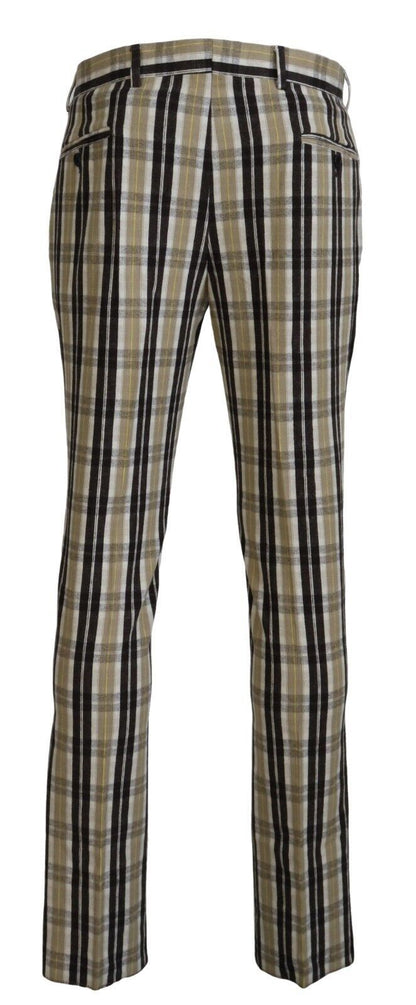 Multicolor Checkered Cotton Straight Fit Men Pants