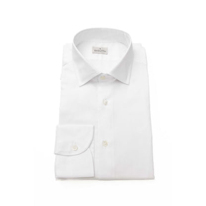 White Cotton Men Shirt Slim Fit with French Collar