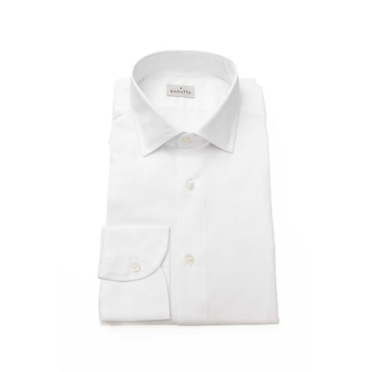 White Cotton Men Shirt Slim Fit with French Collar
