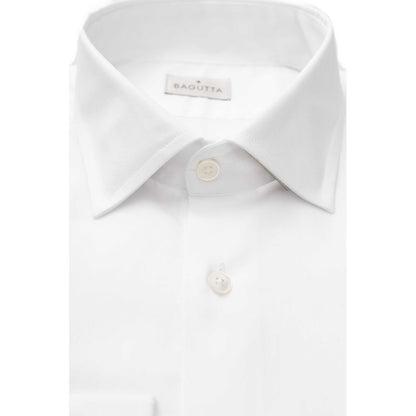 White Cotton Men Shirt Slim Fit with French Collar