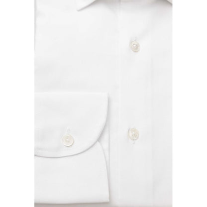 White Cotton Men Shirt Slim Fit with French Collar