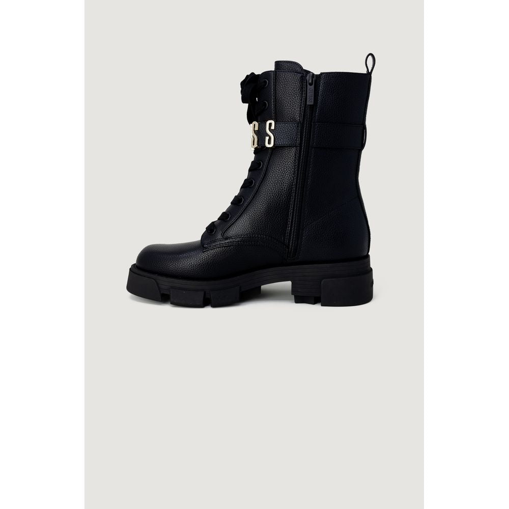 Black Artificial Leather Boot