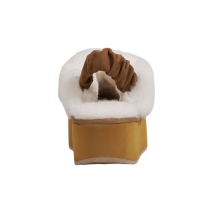 Beige Suede Leather Platform