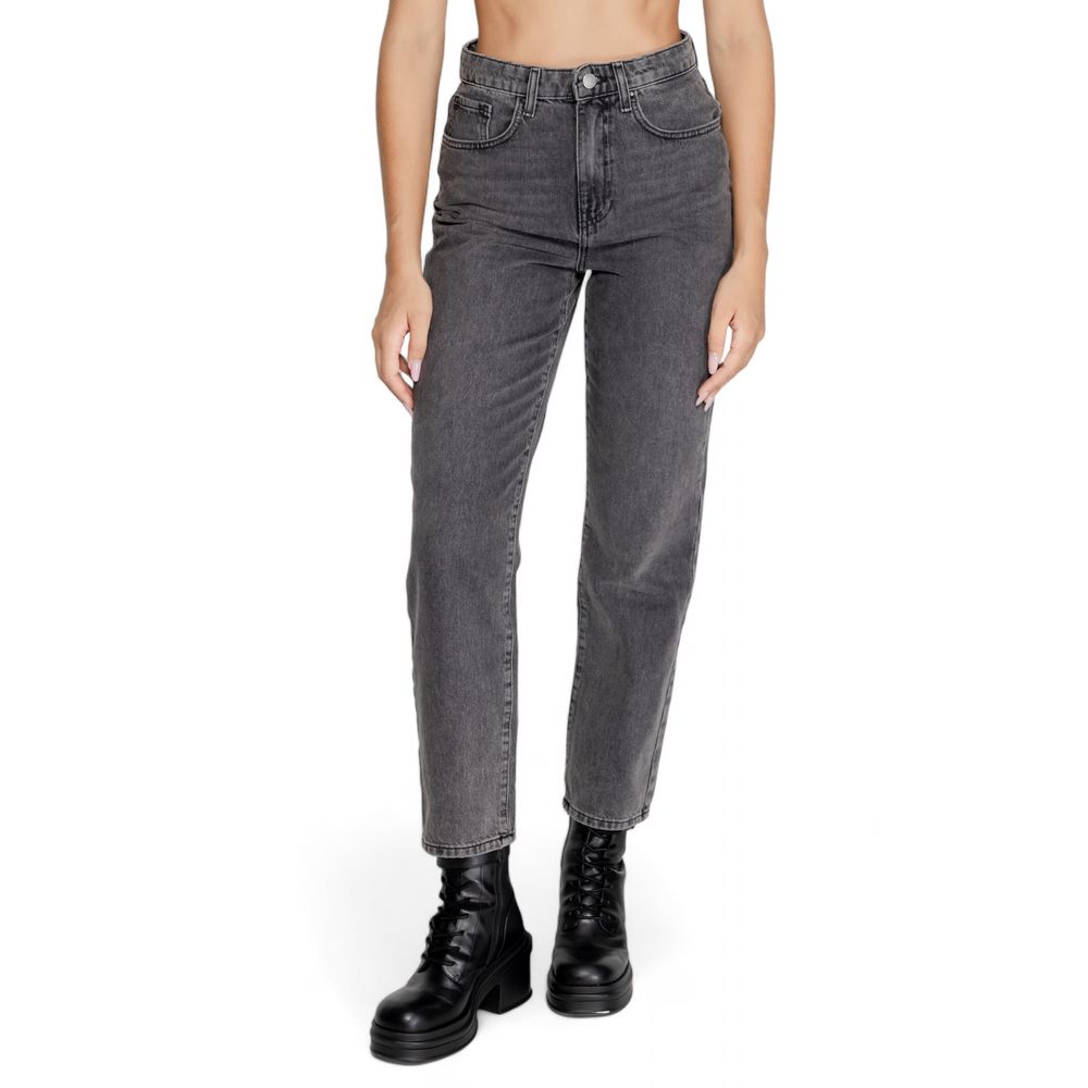 Gray Cotton Mom Jean