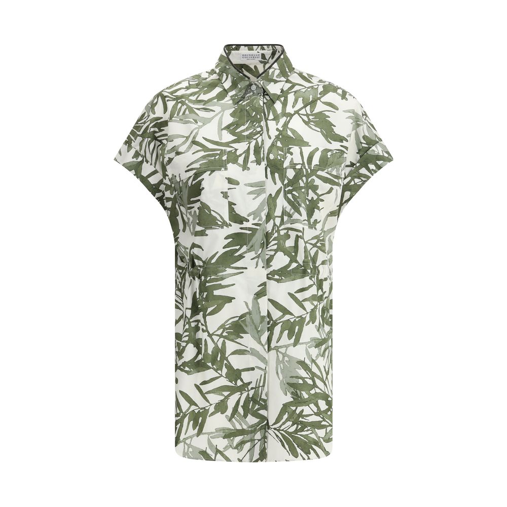 Leaf print Long Shirt