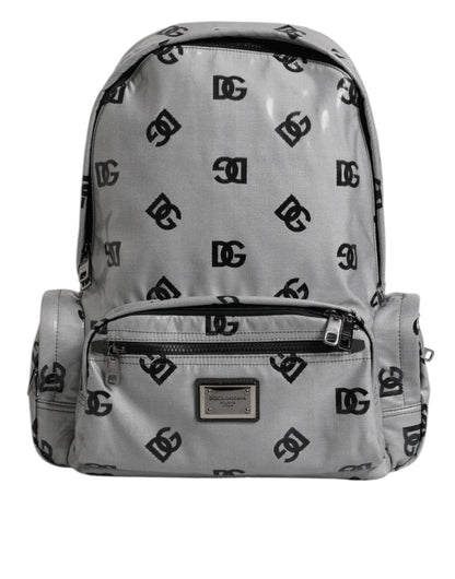 Polyester Gray Black DG Logo Plaque Backpack Bag