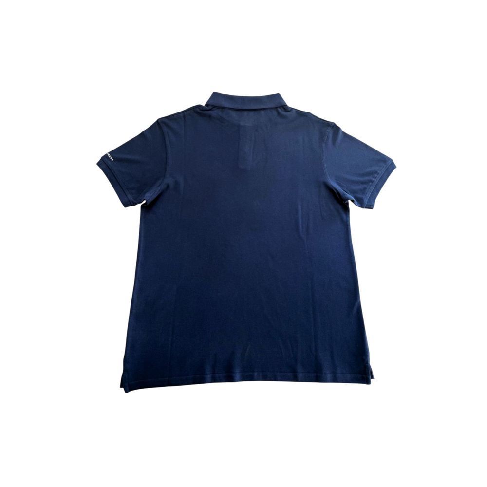 Blue Cotton Men Polo Shirt