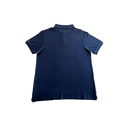 Blue Cotton Men Polo Shirt