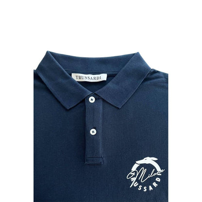 Blue Cotton Men Polo Shirt