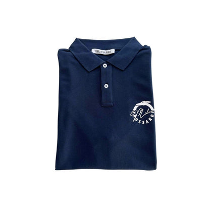 Blue Cotton Men Polo Shirt