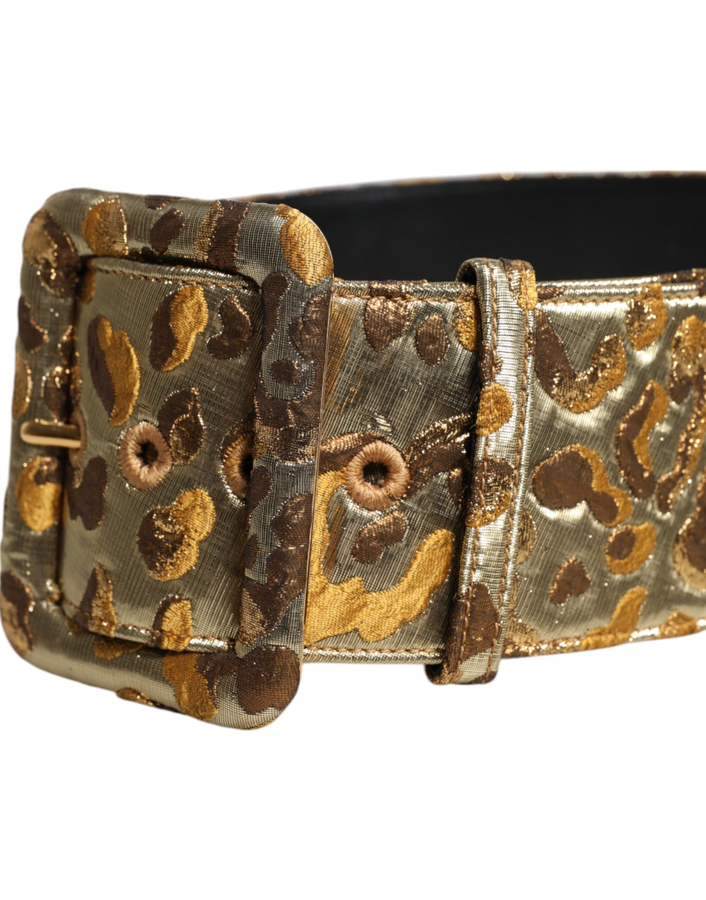 Gold Spotted Jacquard Fabric Wide Waist Belt