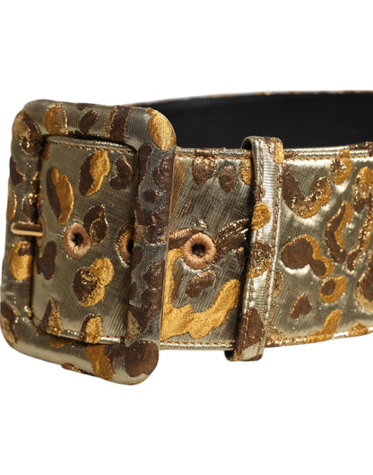 Gold Spotted Jacquard Fabric Wide Waist Belt