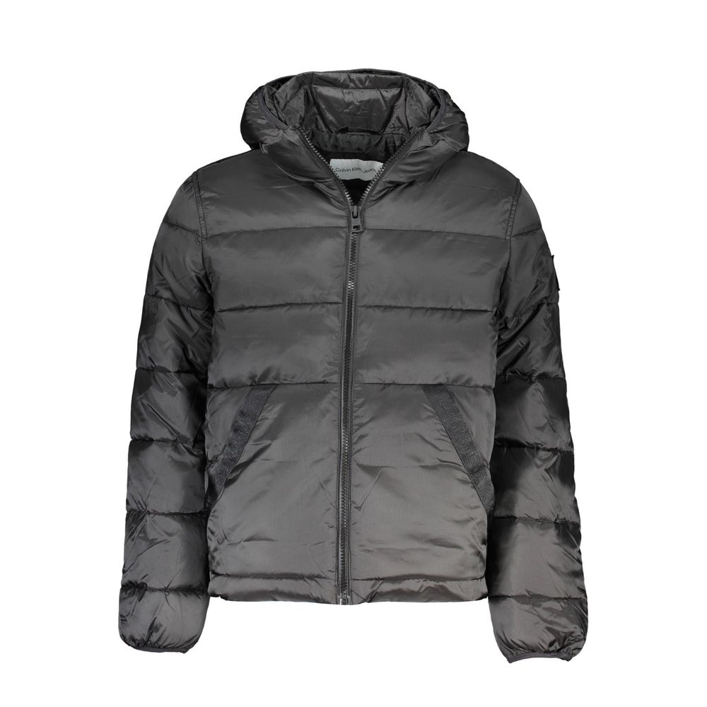 Black Polyester Men Jacket