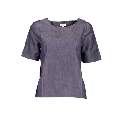 Blue Cotton Women T-Shirt