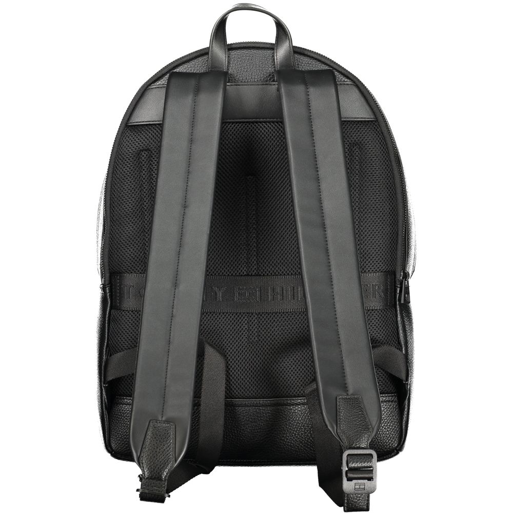 Black Polyester Men Backpack