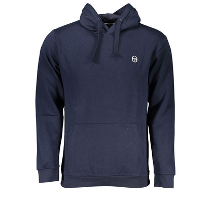 Blue Cotton Men Hoodie
