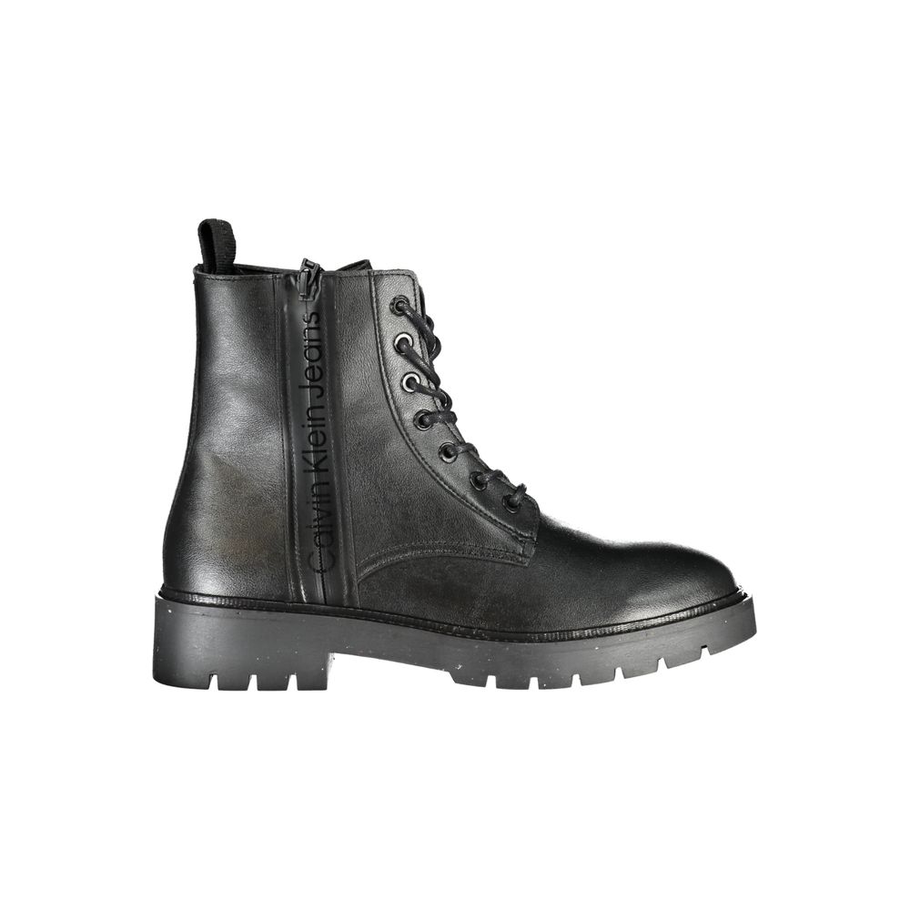 Black Polyester Men Boot