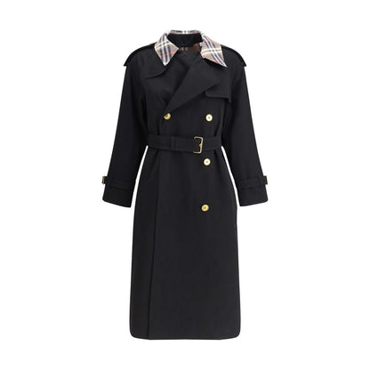 Castleford long Trench Coat with Check collar