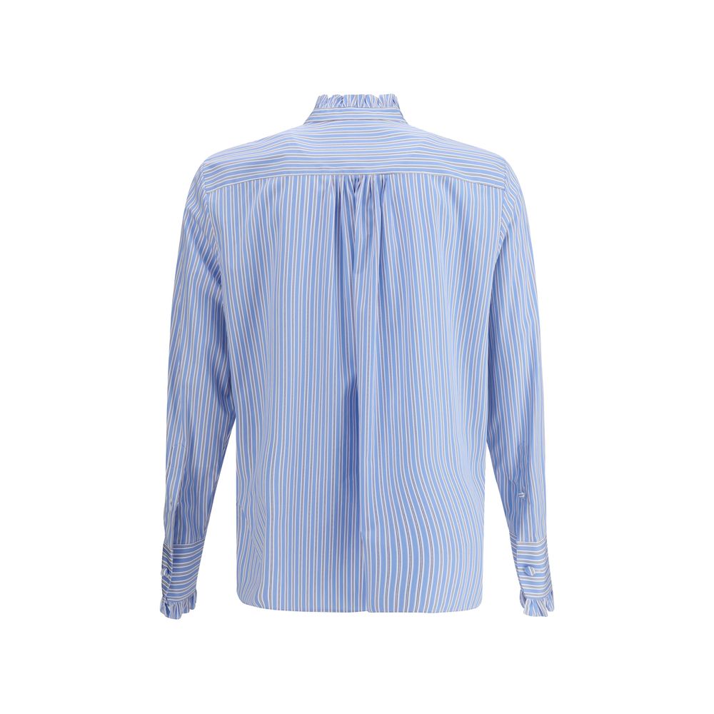 Striped plastron and ruffle Shirt