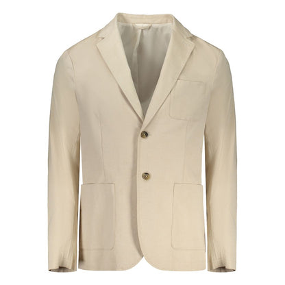 Beige Cotton Men Jacket